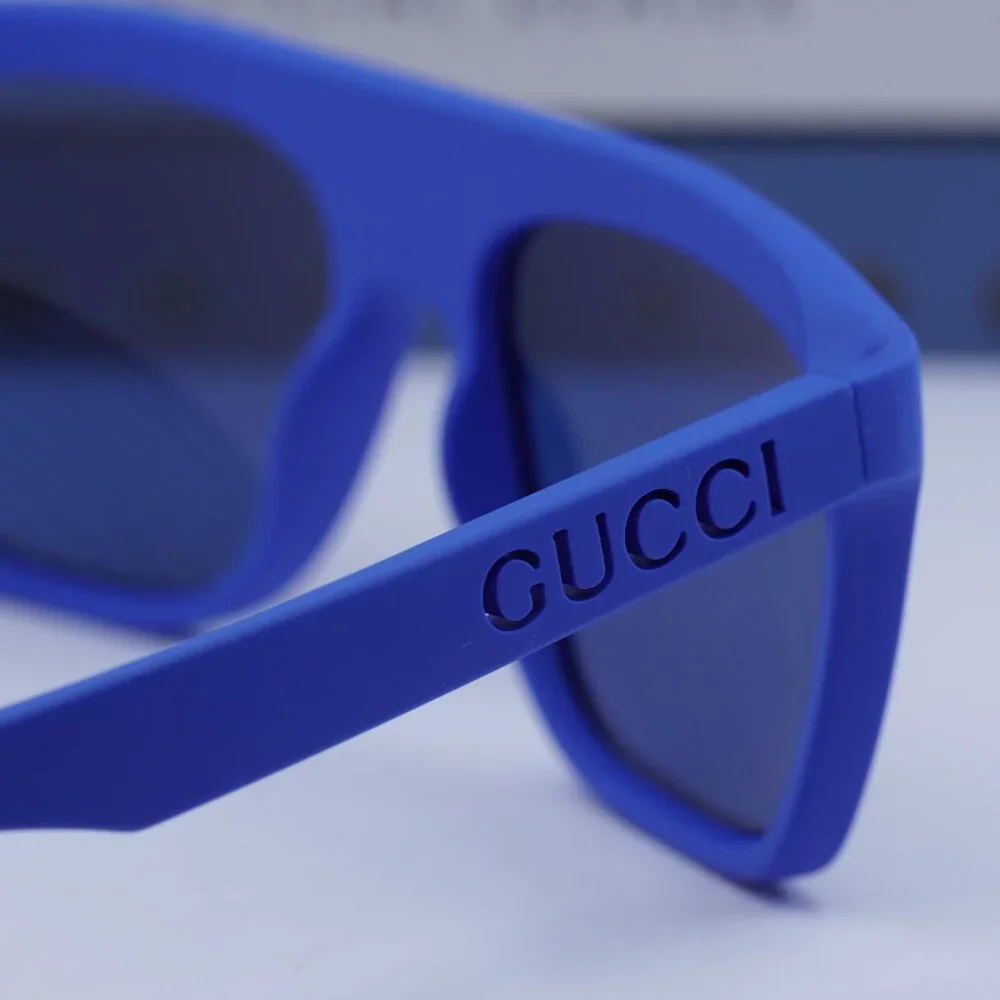 Gucci GG1570S 004 Square Sunglasses - Blue/Bronze & Blue with GG Pattern
